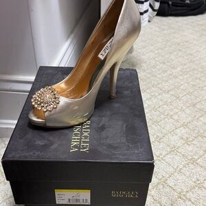 Badgley Mischka Champagne Embellished Heels